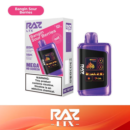 RAZ LTX - 25000 Puffs Disposable - 16mL 0mg | Bangin Sour Berries with packaging