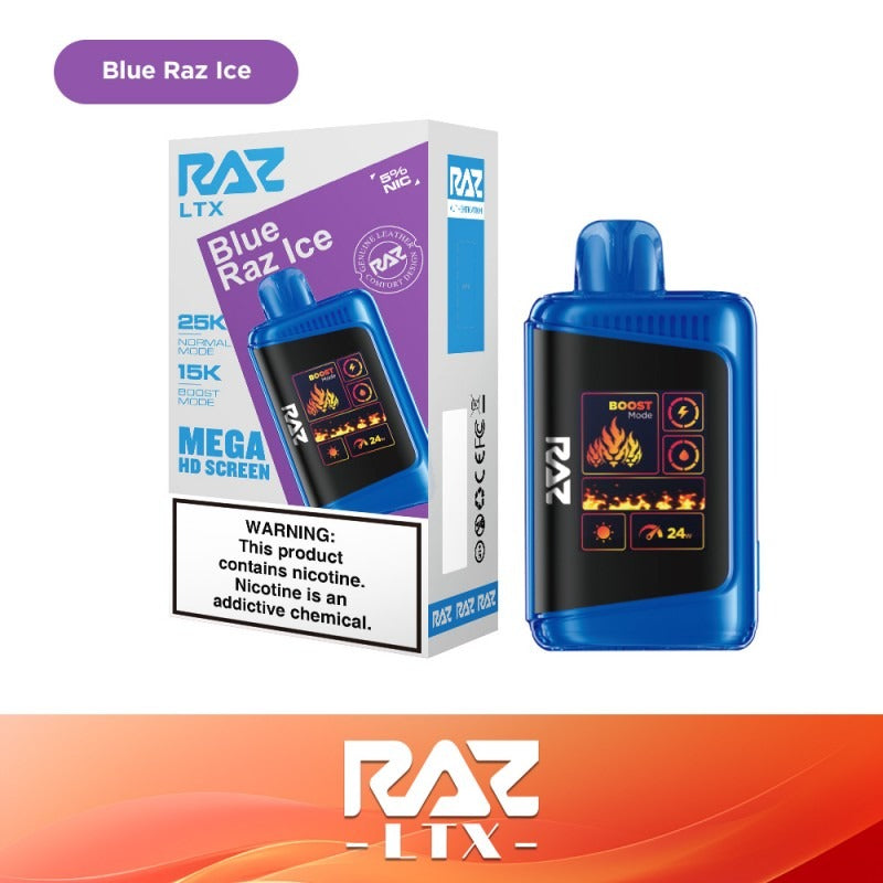 RAZ LTX - 25000 Puffs Disposable - 16mL 50mg - Blue Razz Ice with packaging