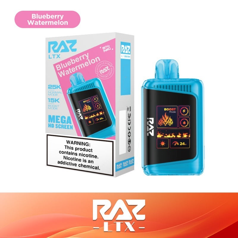 RAZ LTX - 25000 Puffs Disposable - 16mL 0mg | Blueberry Watermelon with packaging