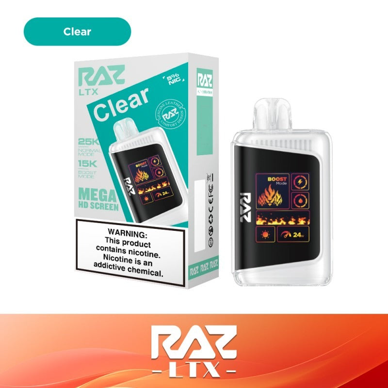 RAZ LTX - 25000 Puffs Disposable - 16mL 50mg | Clear with packaging