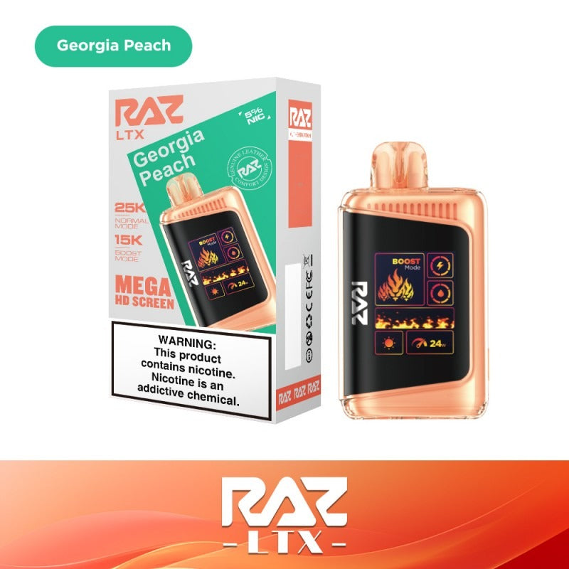 RAZ LTX - 25000 Puffs Disposable - 16mL 50mg - Georgia Peach with packaging