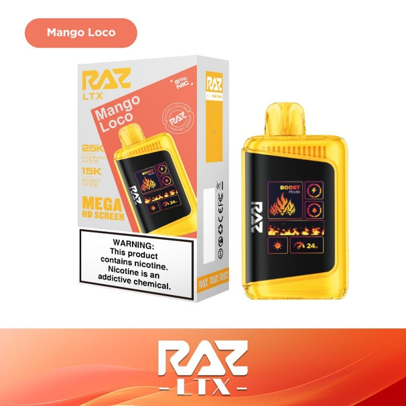 RAZ LTX - 25000 Puffs Disposable - 16mL 50mg - Mango Loco with packaging