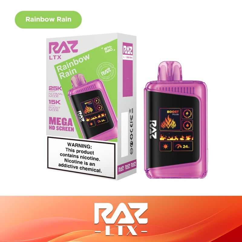 RAZ LTX - 25000 Puffs Disposable - 16mL 50mg - Rainbow Rain with packaging