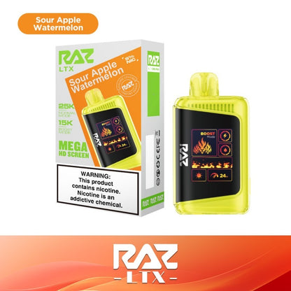 RAZ LTX - 25000 Puffs Disposable - 16mL 50mg - Sour Apple Watermelon with packaging