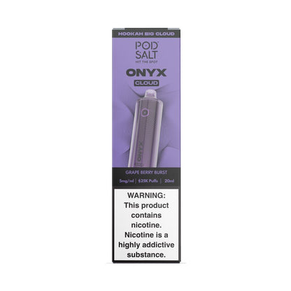 Pod Salt Onyx Cloud | 25K Puffs Disposable | 20mL | 5mg | Grape Berry Burst with packaging