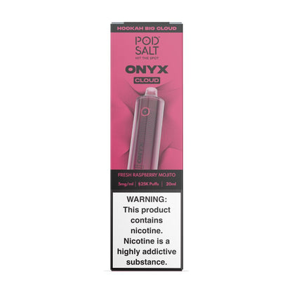 Pod Salt Onyx Cloud | 25K Puffs Disposable | 20mL | 5mg | Fresh Raspberry with packaging
