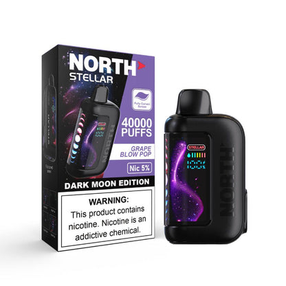 North Stellar (Dispo) | (40000Puff) |(20mL) | 50mg | Dark Moon Edition | Grape Blow Pop with packaging