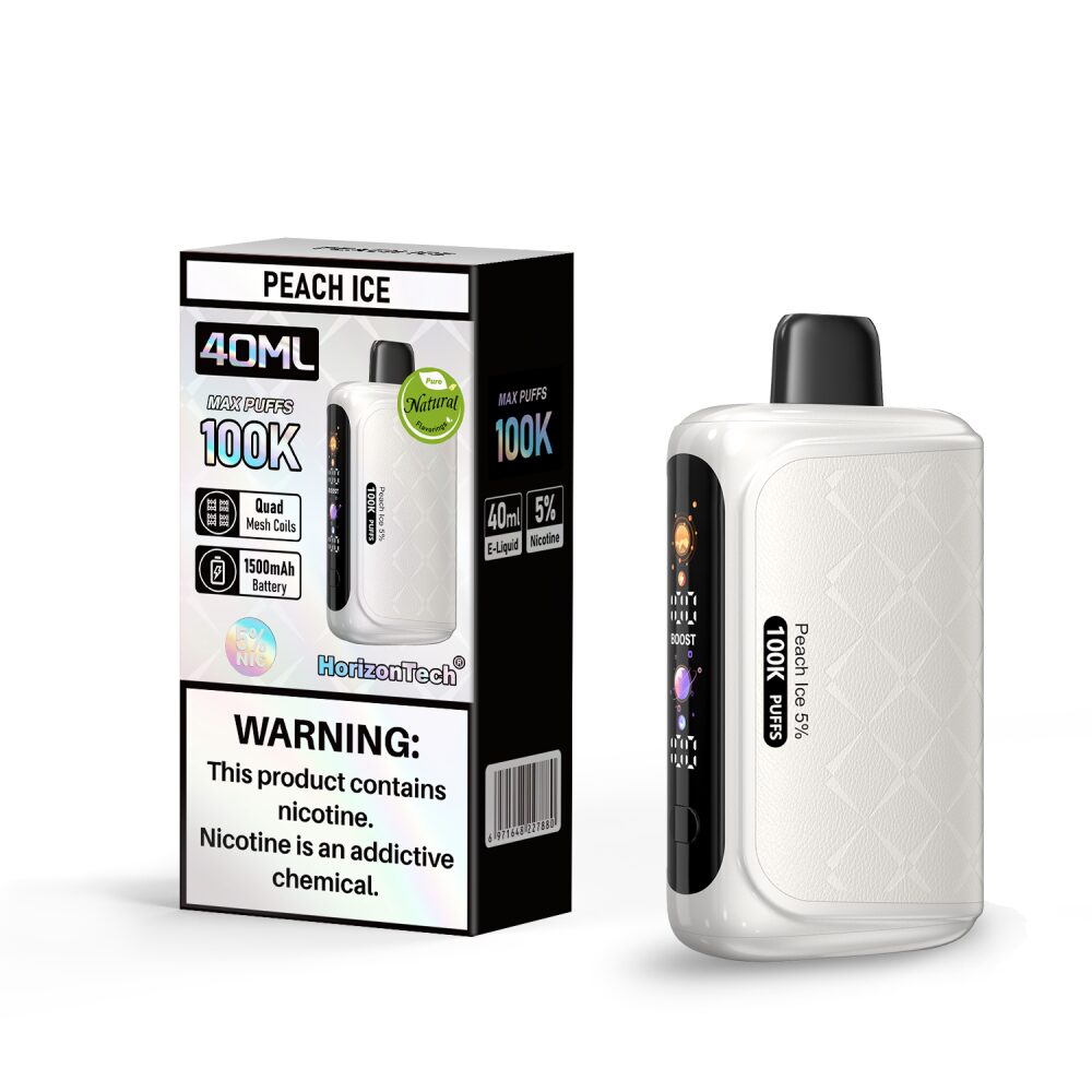 HorizonTech - 100000 Puffs Disposable - 40mL 50mg - Peach Ice with packaging