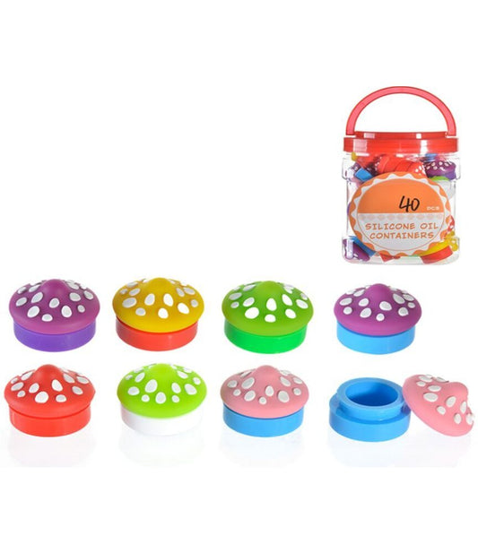 Non branded - (DSPLY 40pc)(Accessories) Silicone Oil Containers - Mushroom Design (SAS)