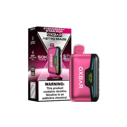 Oxbar Astro Maze - 50K Puffs Disposable - 14mL 50mg | Strawberry Star Pop with Packaging