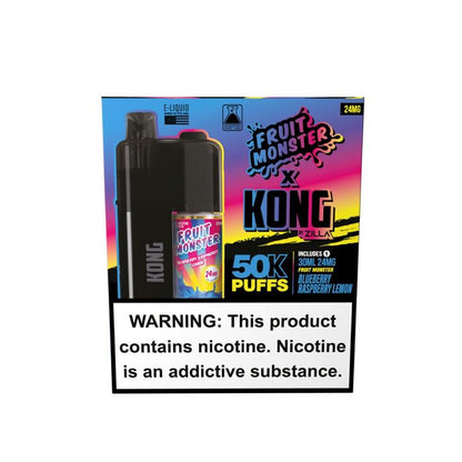 Zilla x Jam Monster Kong Disposable 48mg Blueberry Raspberry Lemon with packaging