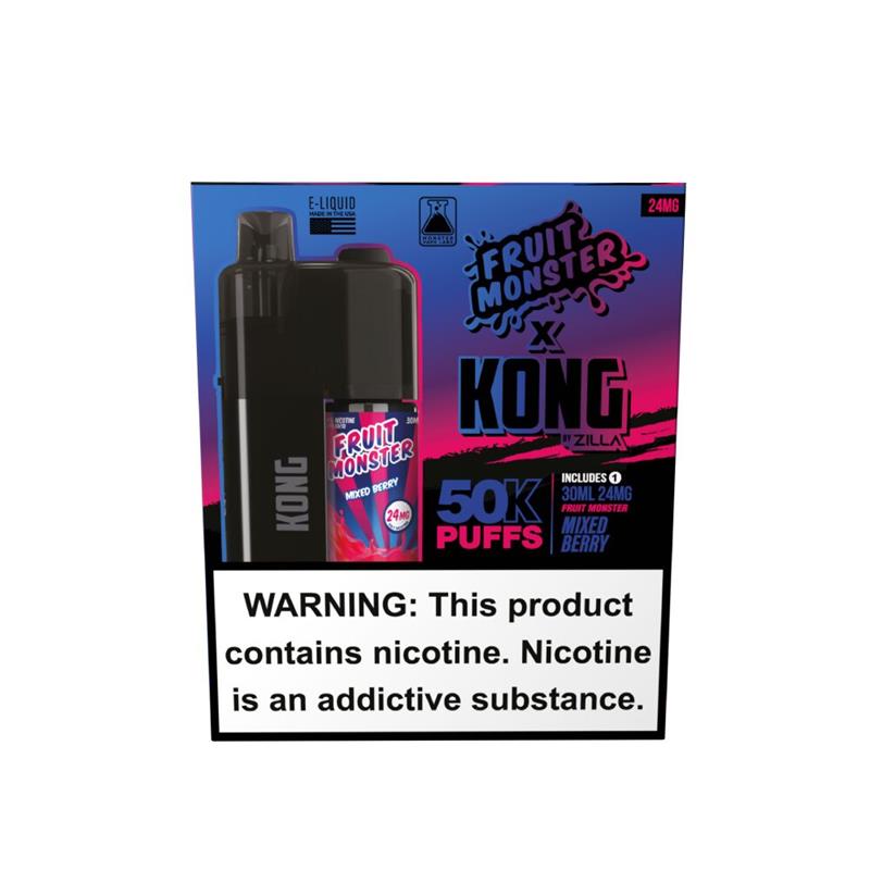 Zilla x Jam Monster Kong Disposable 48mg Mixed Berry with packaging