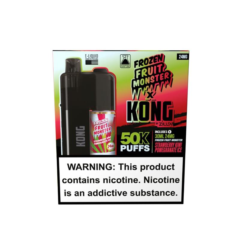 Zilla x Jam Monster Kong Disposable 48mg Strawberry Kiwi Pomegranate Ice with packaging