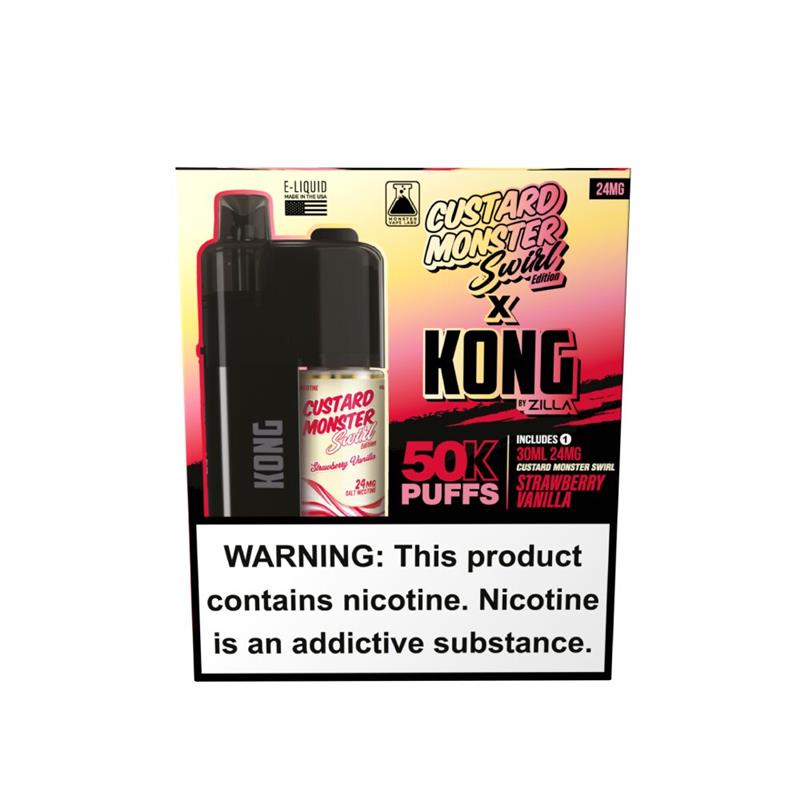 Zilla x Jam Monster Kong Disposable 48mg Strawberry Vanilla with packaging