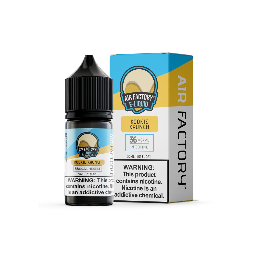 Kookie Krunch Air Factory Salts 30mL 36mg bottle with packaging