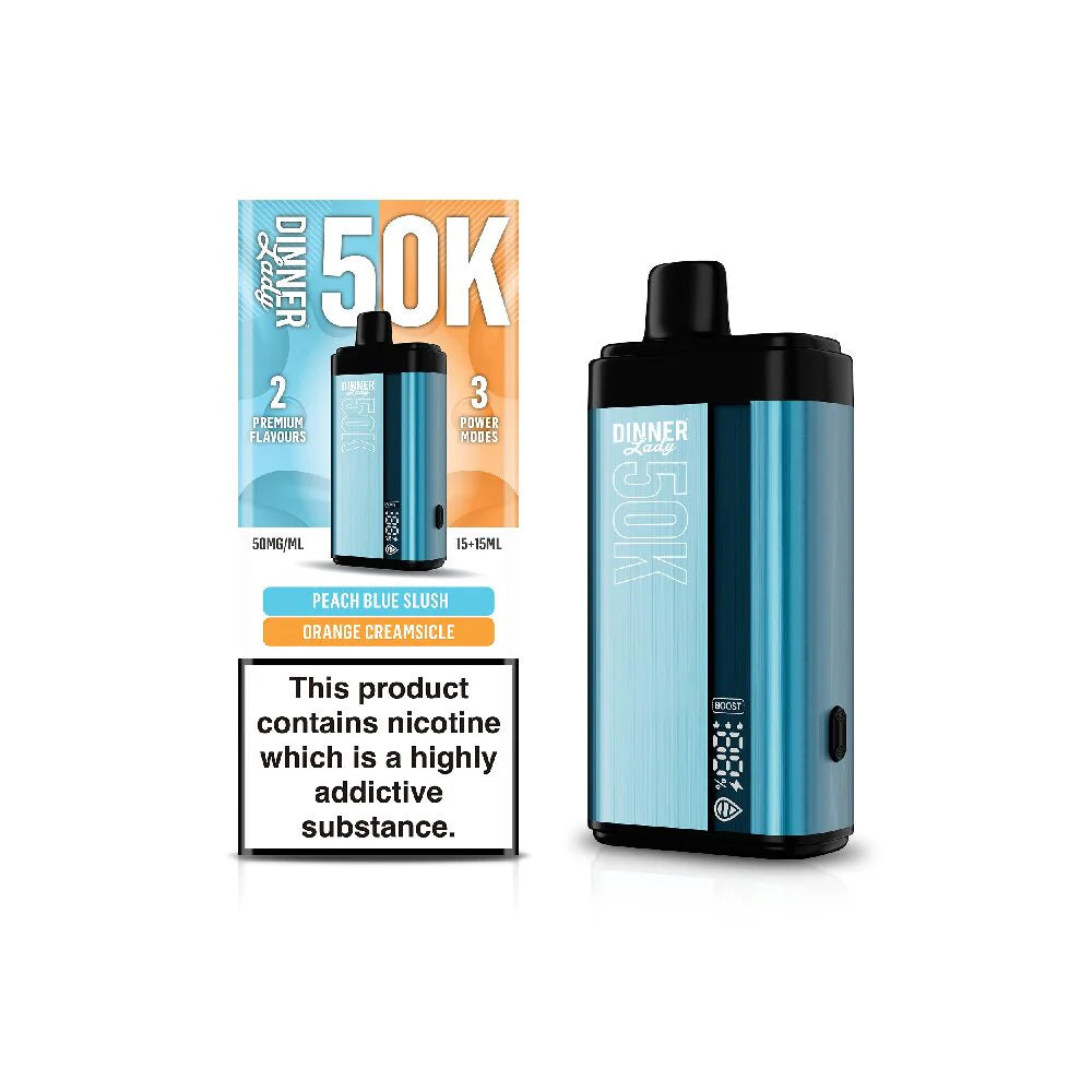 Dinner Lady 50K asd Disposables 15 mL Peach Blue Slush + 15mL Orange Creamsicle with Packaging