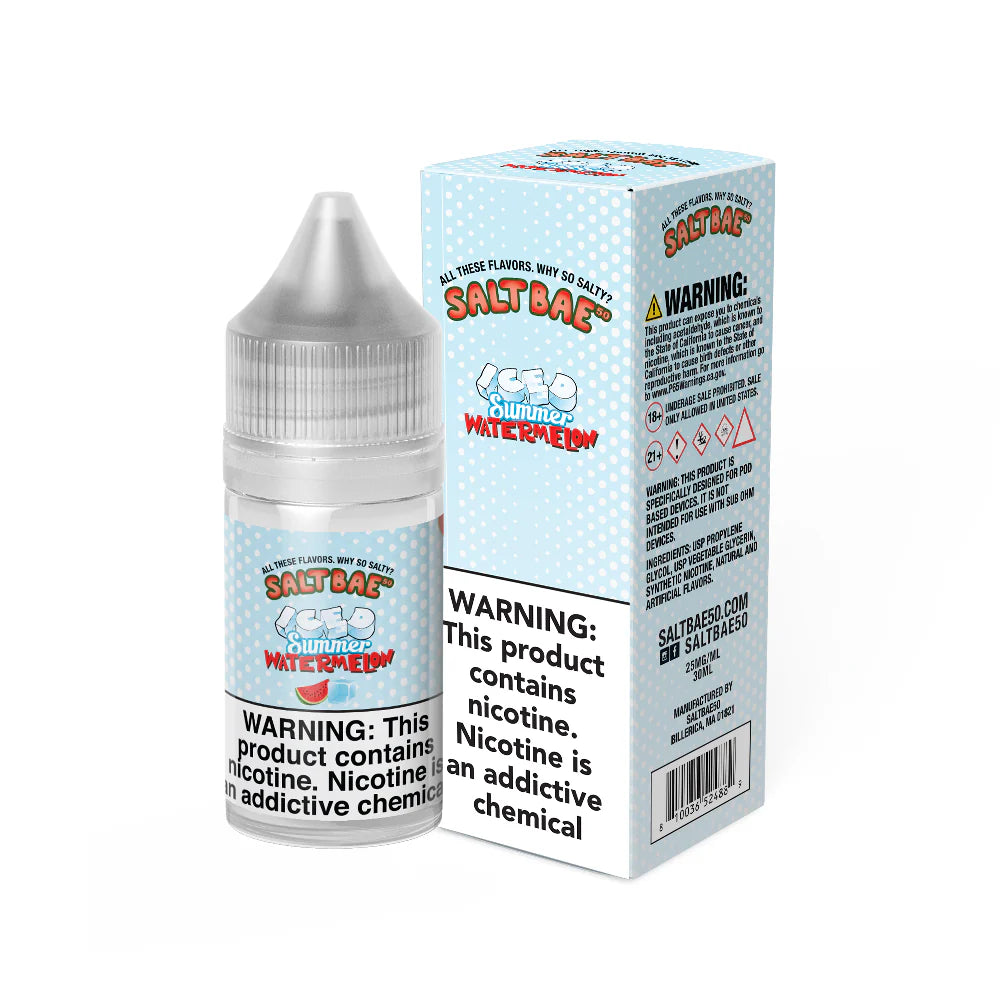 Salt Bae 50 Summer Watermelon Iced Salts, 30mL with Packaging