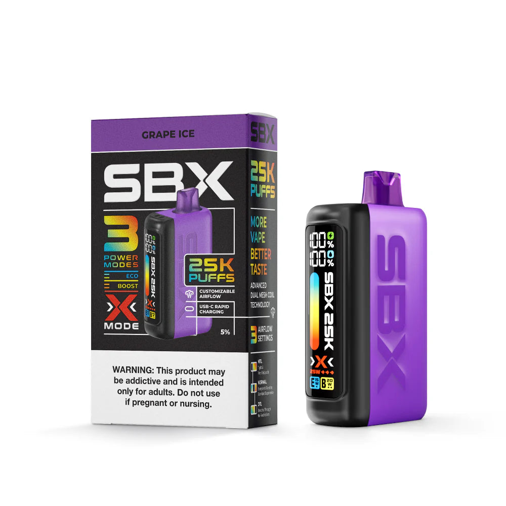 SBX 25K Disposable Grape Ice
 with Packaging