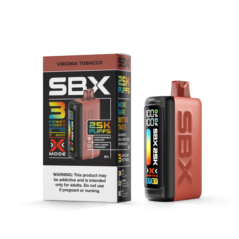 SBX 25K Disposable Virginia Tobacco
 with Packaging