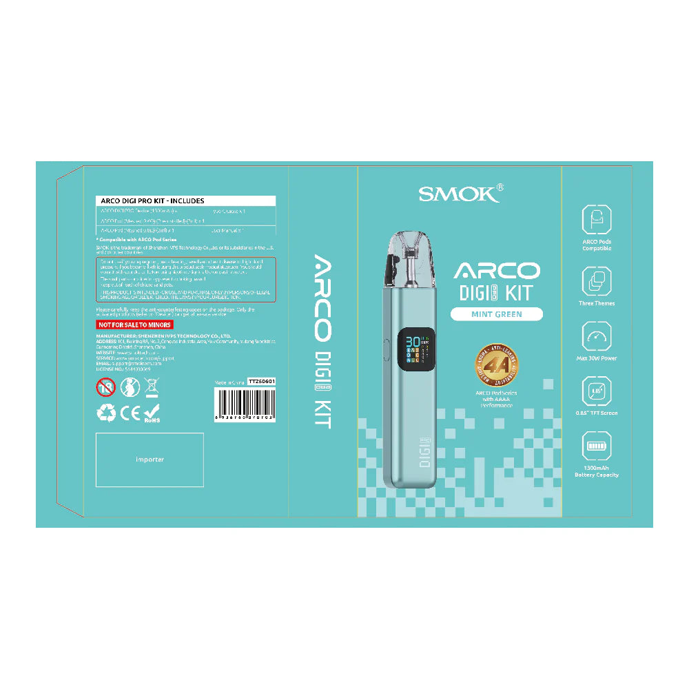 SMOK ARCO Digi Pro Pod System Mint Green with Packaging