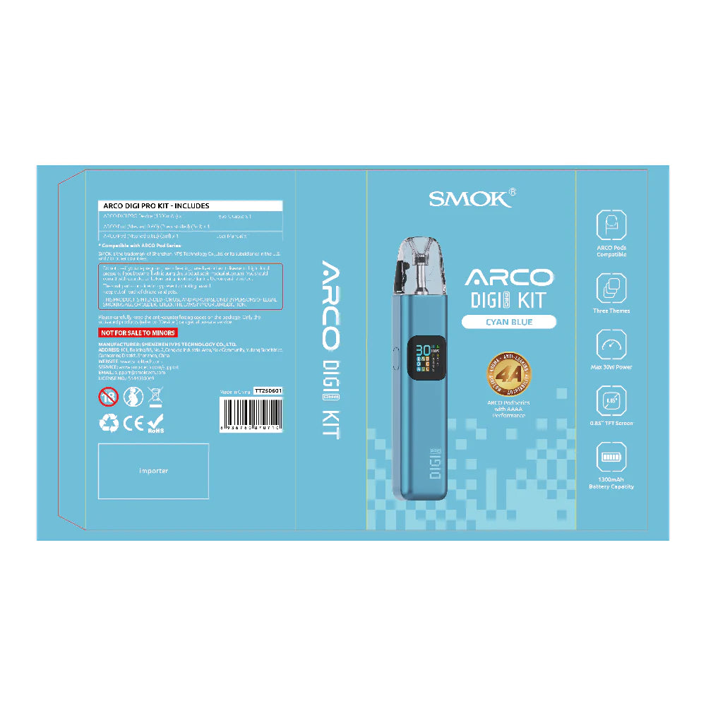 SMOK ARCO Digi Pro Pod System Cyan Blue with Packaging