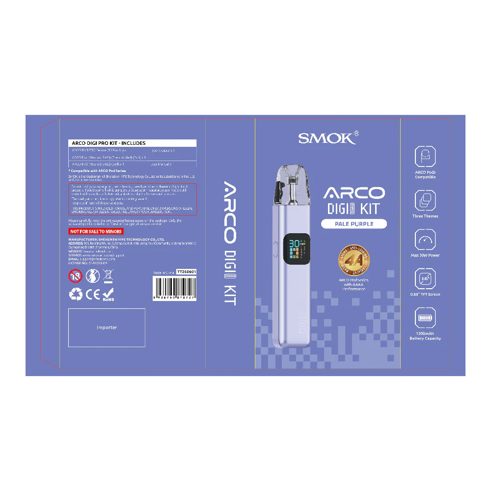 SMOK ARCO Digi Pro Pod System Pale Purple with Packaging