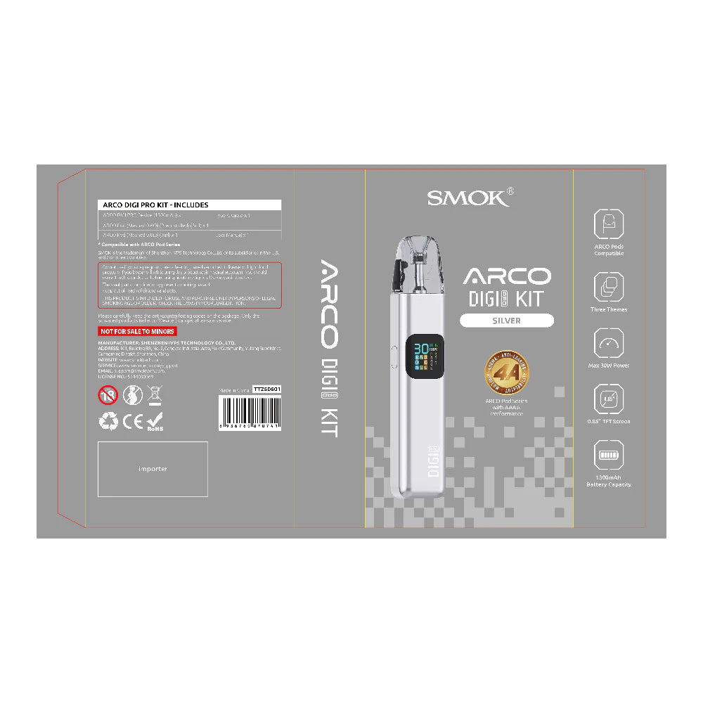 SMOK ARCO Digi Pro Pod System Silver with Packaging