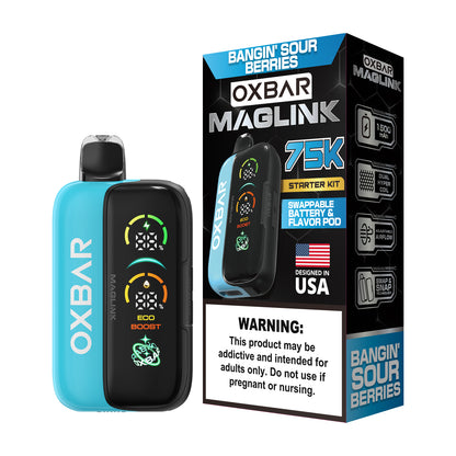 Oxbar Maglink Starter Kit Nixodine 75K Disposable 30mL Bangin Sour Berries with Packaging
