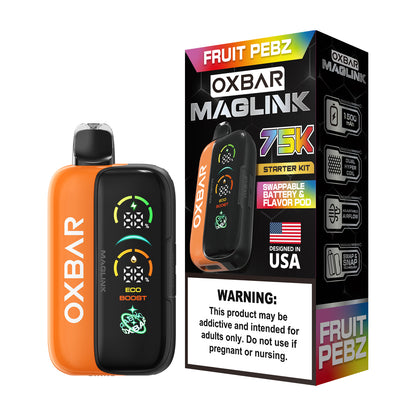 Oxbar Maglink Starter Kit Nixodine 75K Disposable 30mL Fruity Pebz with Packaging