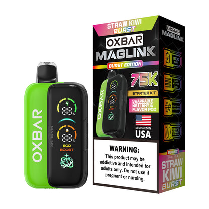 Oxbar Maglink Starter Kit Nixodine 75K Disposable 30mL Strawberry Kiwi Burst with Packaging