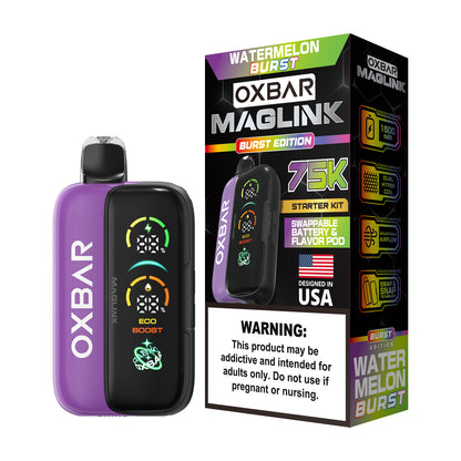 Oxbar Maglink Starter Kit Nixodine 75K Disposable 30mL Watermelon Burst with Packaging
