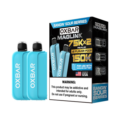 Oxbar Maglink Pods Disposable 75K Nixodine  30mL 2-Pack Bangin Sour Berries with Packaging