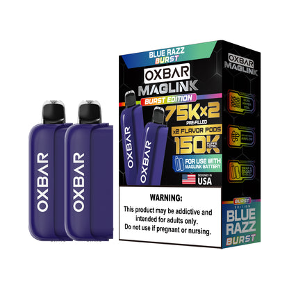 Oxbar Maglink Pods Disposable 75K Nixodine  30mL 2-Pack Blue Razz Burst with Packaging