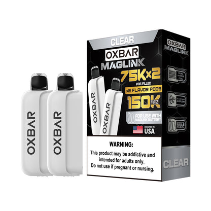 Oxbar Maglink Pods Disposable 75K Nixodine  30mL 2-Pack Clear with Packaging