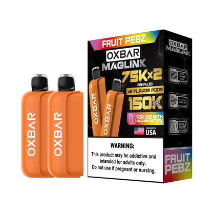Oxbar Maglink Pods Disposable 75K Nixodine  30mL 2-Pack Fruity Pebz with Packaging