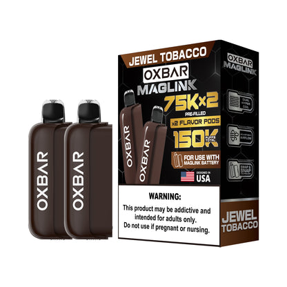 Oxbar Maglink Pods Disposable 75K Nixodine  30mL 2-Pack Jewel Tobacco with Packaging