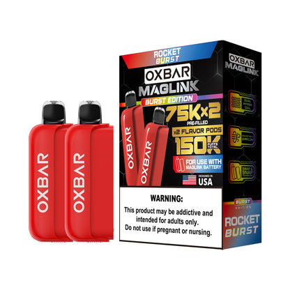 Oxbar Maglink Pods Disposable 75K Nixodine  30mL 2-Pack Rocket Burst with Packaging