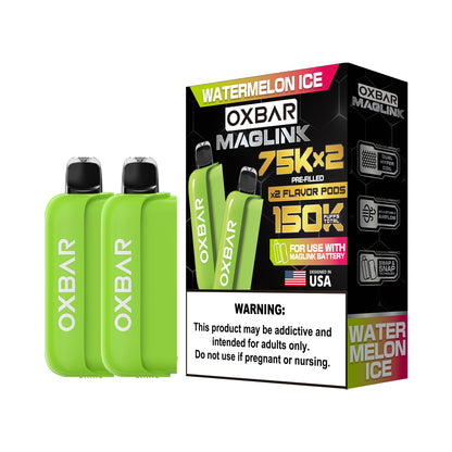 Oxbar Maglink Pods Disposable 75K Nixodine  30mL 2-Pack Watermelon Ice with Packaging