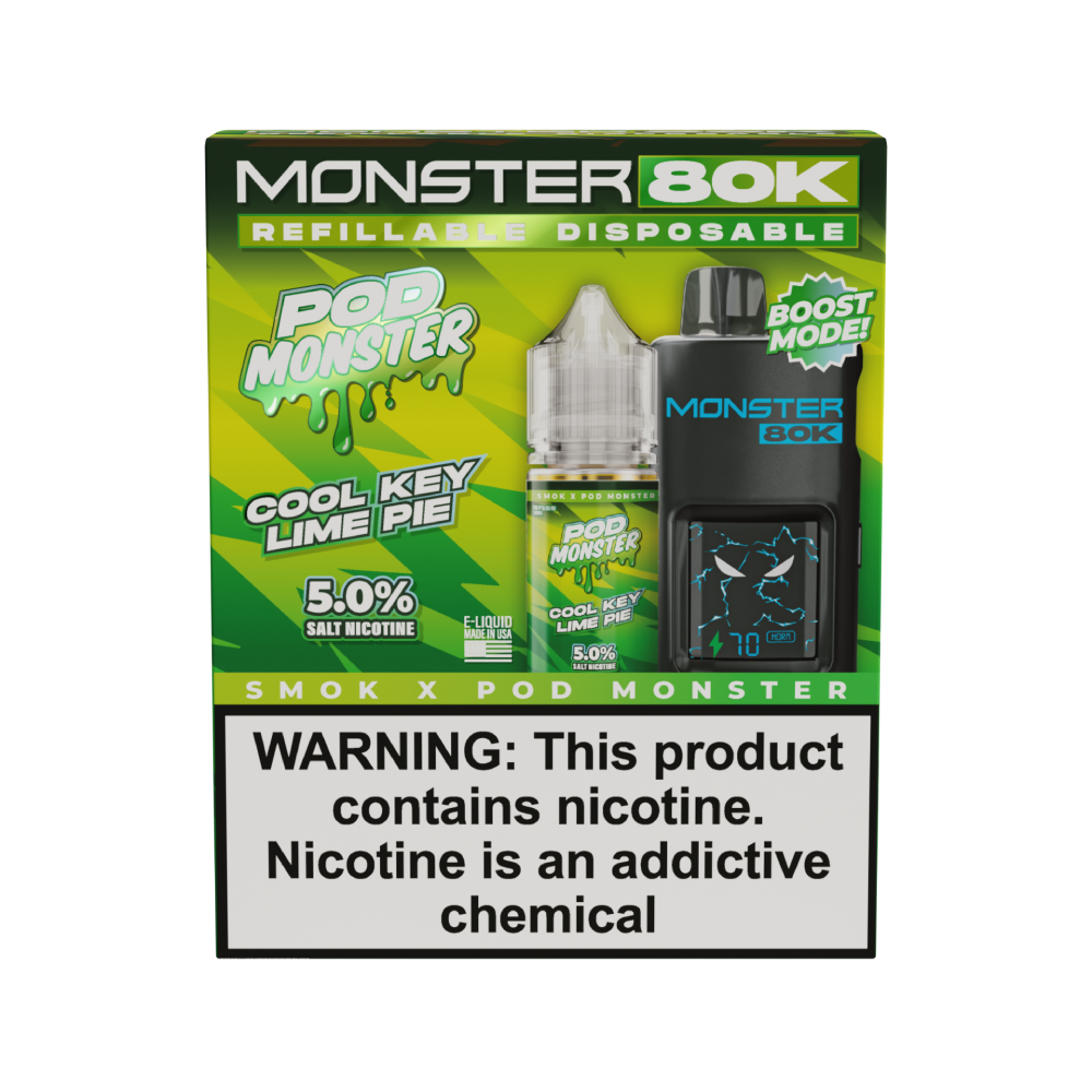 Collab Bundle – SMOK Monster 80K Pod System + POD Monster Salt 30mL Cool Key Lime Pie with Packaging