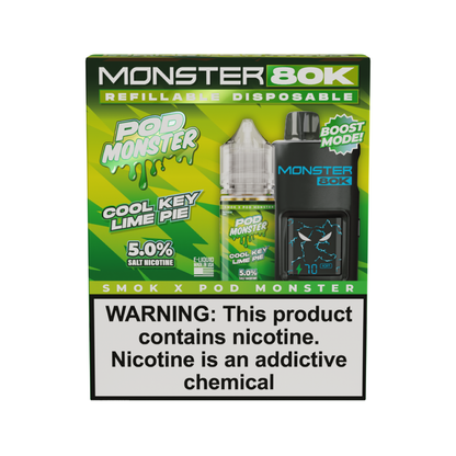 Collab Bundle – SMOK Monster 80K Pod System + POD Monster Salt 30mL Cool Key Lime Pie with Packaging
