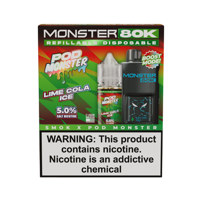 Collab Bundle – SMOK Monster 80K Pod System + POD Monster Salt 30mL Lime Cola Ice with Packaging