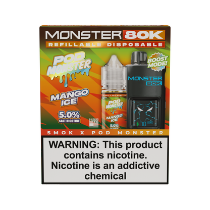 Collab Bundle – SMOK Monster 80K Pod System + POD Monster Salt 30mL Mango Ice with Packaging