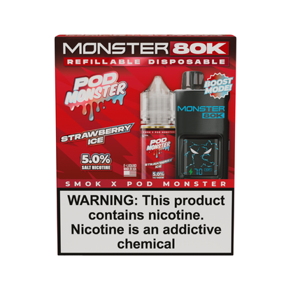 Collab Bundle – SMOK Monster 80K Pod System + POD Monster Salt 30mL Strawberry Ice with Packaging