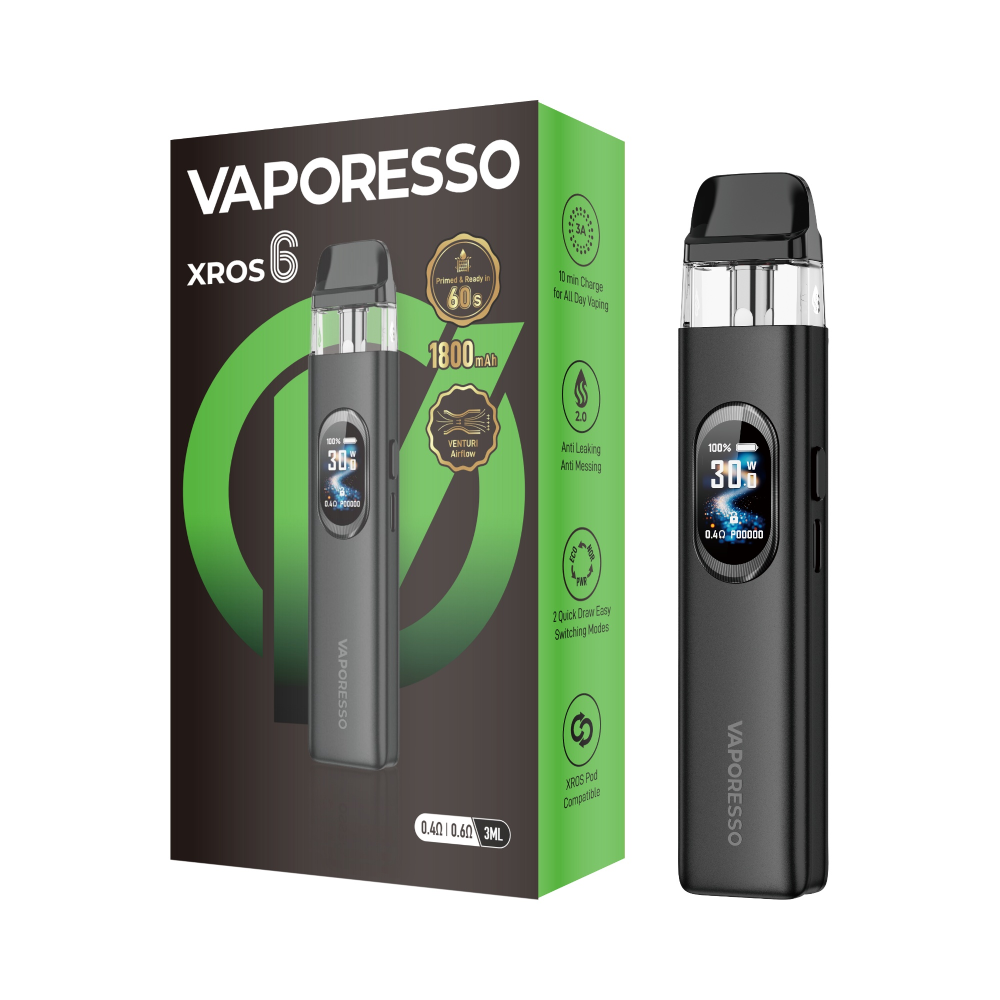 Vaporesso XROS 6 Pod System Cosmic Black with Packaging