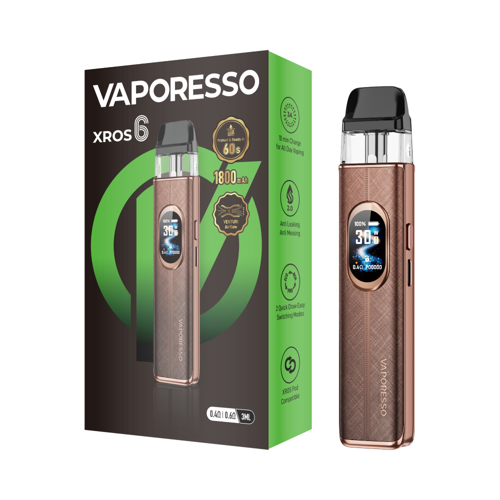 Vaporesso XROS 6 Pod System Silk Brown with Packaging