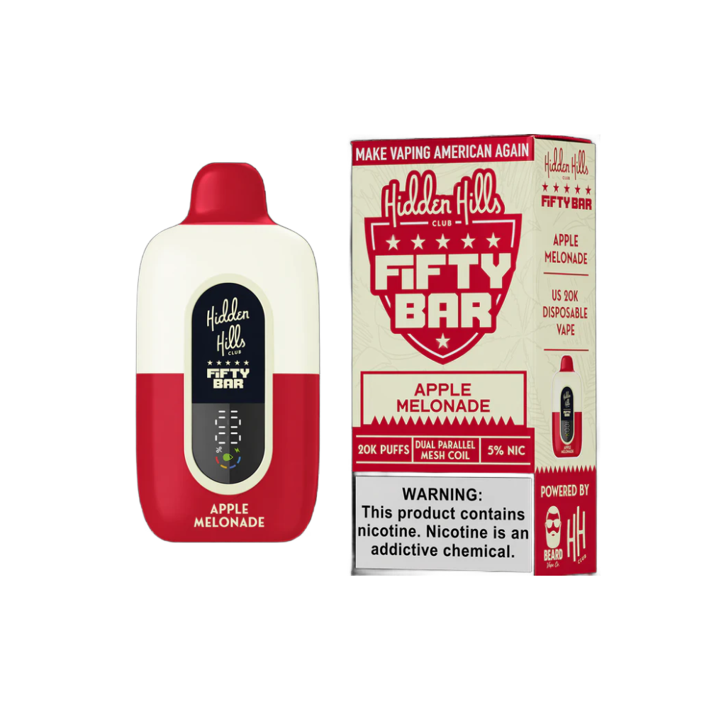 Fifty Bar x Hidden Hills 20K Disposable Apple Melonade with Packaging