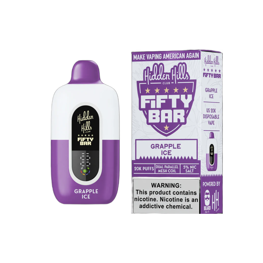 Fifty Bar x Hidden Hills 20K Disposable Grapple Ice with Packaging