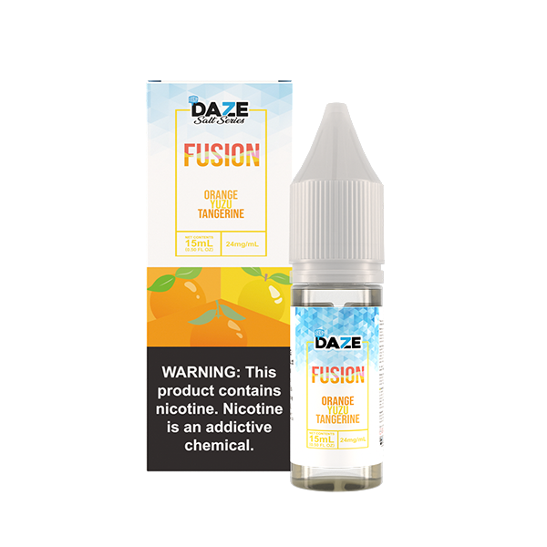 7Daze Fusion Salt Series | 15mL | 24mg Orange Yuzu Tangerine Iced with Packaging