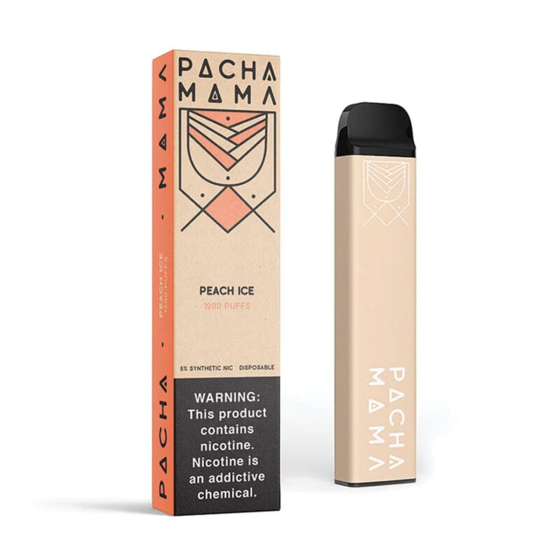 Pachamama Tobacco-Free Nicotine Disposable | 1200 Puffs | 4mL Peach Ice with Packaging