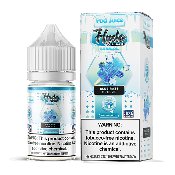 Blue Razz Freeze by Pod Juice – Hyde TFN Salt Series 30mL With Packaging